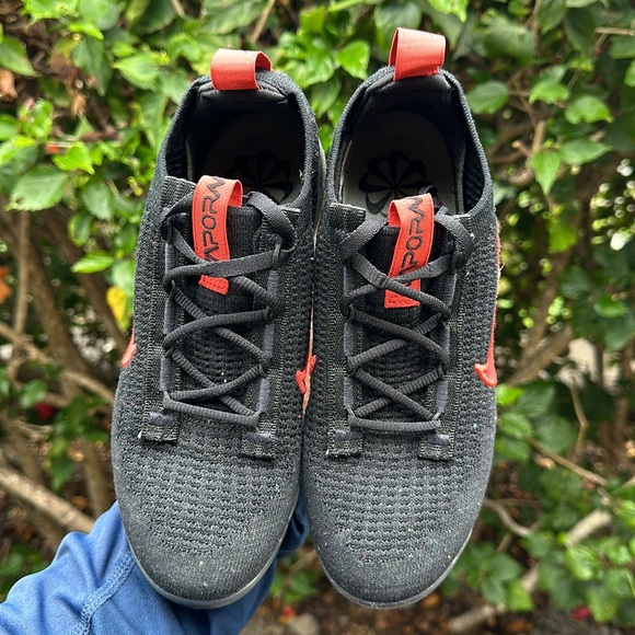 Nike Womens Air Vapormax 2021 FK Black Leopard Habanero Red Size 6.5 - Picture 3 of 8
